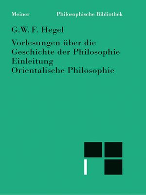 cover image of Vorlesungen über die Geschichte der Philosophie. Teil 1